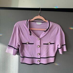 Lovers and Friends Pearl Short Sleeve Cardigan in Lilac & Purple S